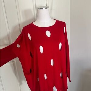 Planet by Lauren G Vibrant Red Women's Cut-Out Sweater, like new